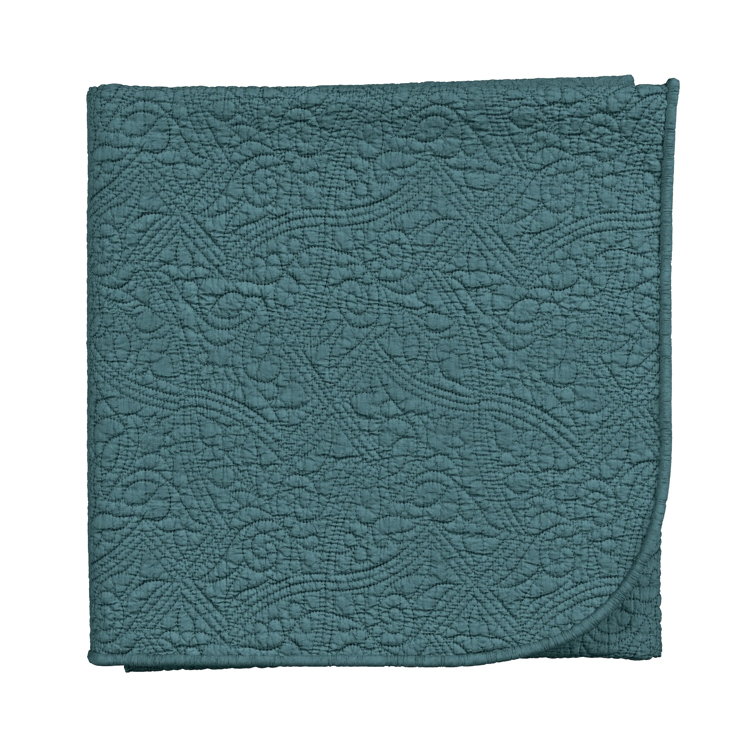 Botanical Harmony Quilted Throw By Va In Teal Claret